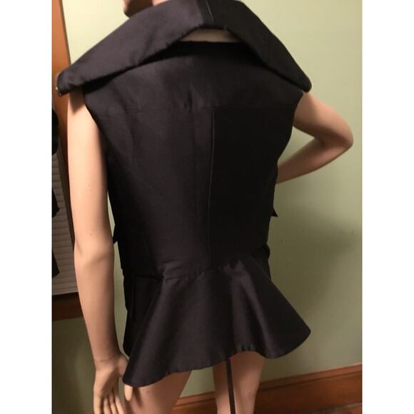 VERA WANG Couture(runway?) Black Silk/Wool double zipper peplum VEST w/pockets - Picture 3 of 8